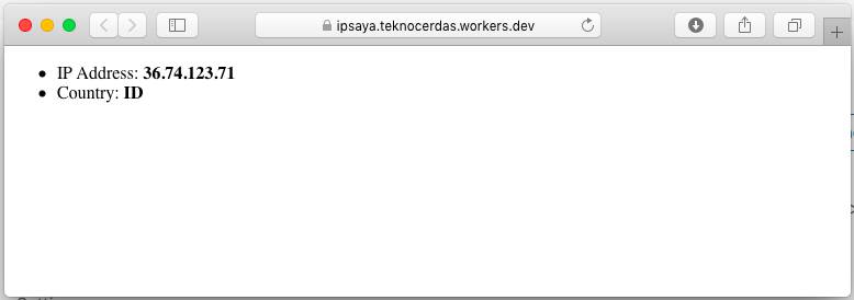 Tes Cloudflare Workers API deteksi IP
